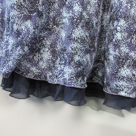 Sundance 100% Silk Maxi Skirt 8 Blue Floral Lined Flowy Layered Boho Casual 150 - Picture 4 of 8